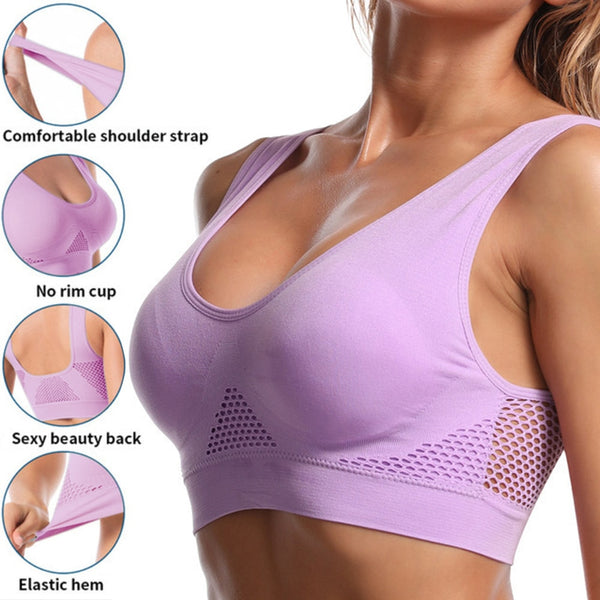 Seamless Mesh Women Sports Bras Fitness Gym Running Underwear Shockproof  Bra Wireless 6XL Plus Size Crop Top Breathable Yoga Bra
